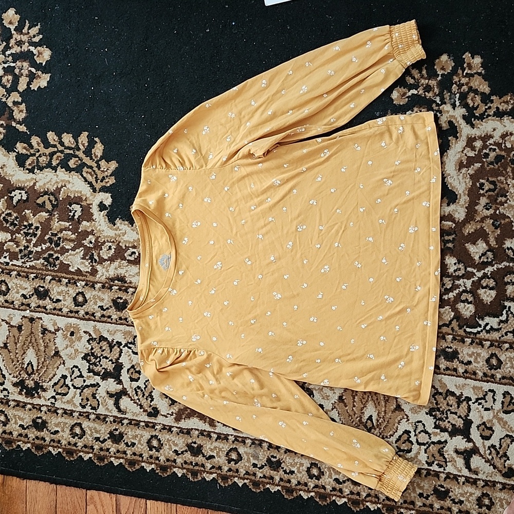 JCP Thereabouts long sleeve ruffle detail top; Size: 2XL (20.5), Golden Yellow
